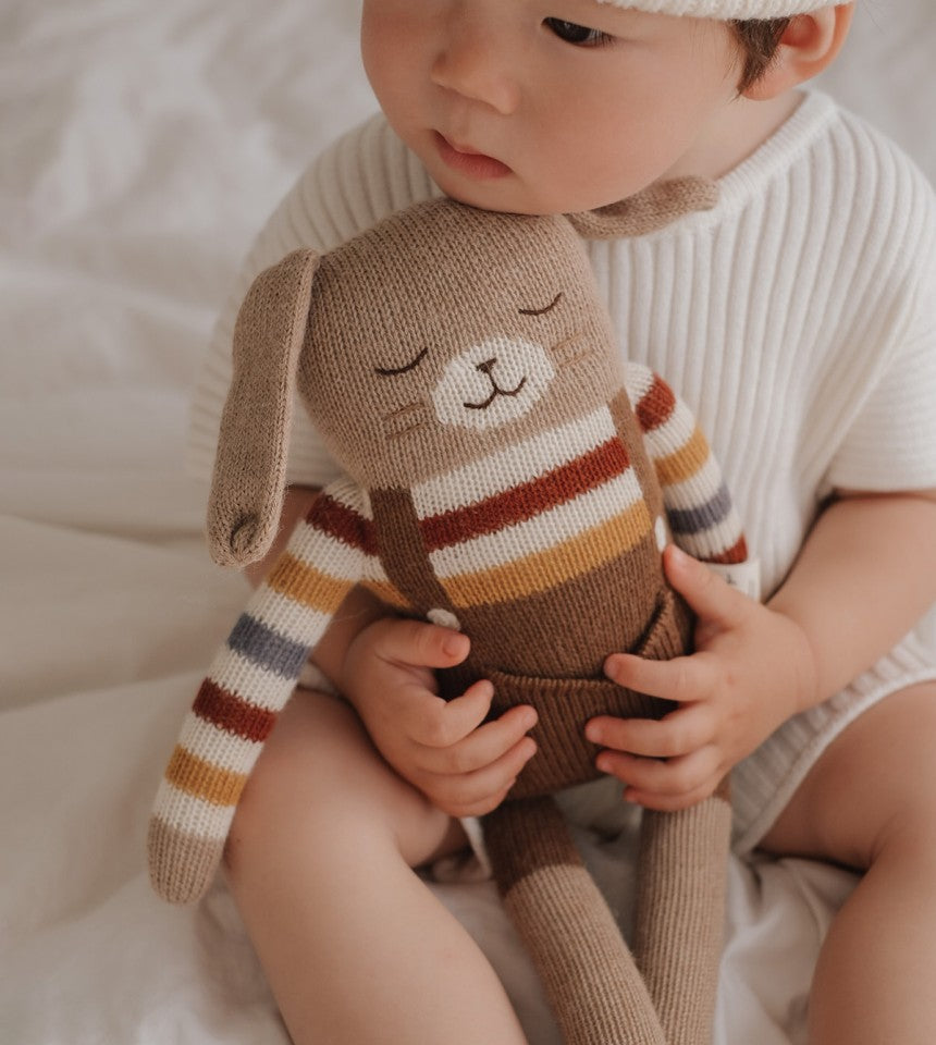 Main Sauvage Large Bunny Knit Toy - Rainbow Sweater