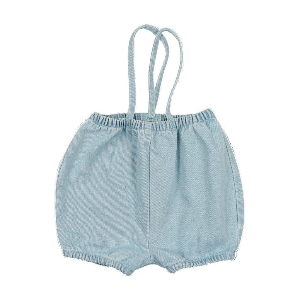 Lil Legs Denim Suspender Shorts - Light Wash