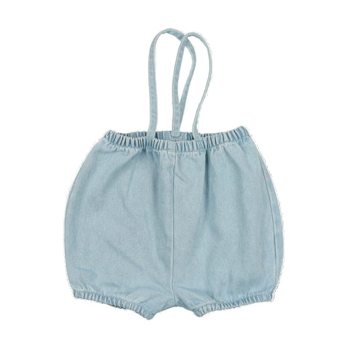 Lil Legs Denim Suspender Shorts - Light Wash