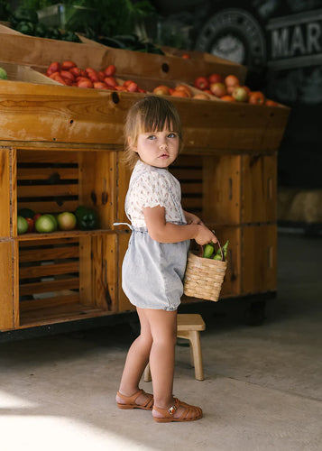 Lil Legs Denim Suspender Shorts - Light Wash