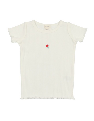 Lil Legs Multi Ribbed Tee Short Sleeve - Winter White