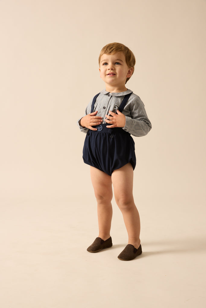 Lil Legs Plaid Edition Boys Romper - Navy