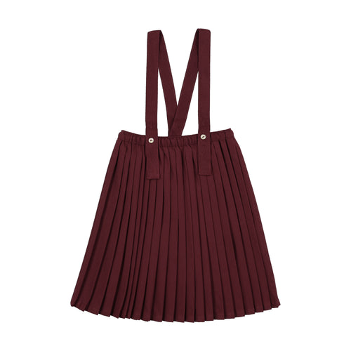 Lil Legs Knife Pleated Suspender Skirt - Deep Red