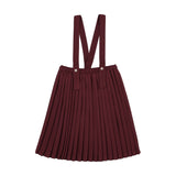 Lil Legs Knife Pleated Suspender Skirt - Deep Red