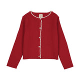 Lil Legs Scallop Rib Cardigan - Red
