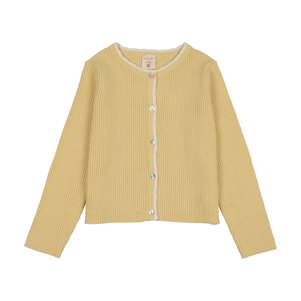 Lil Legs Scallop Rib Cardigan - Yellow