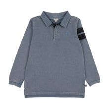 Load image into Gallery viewer, Lil Legs Stripe Detail Polo - Smokey Blue (Long Sleeve)