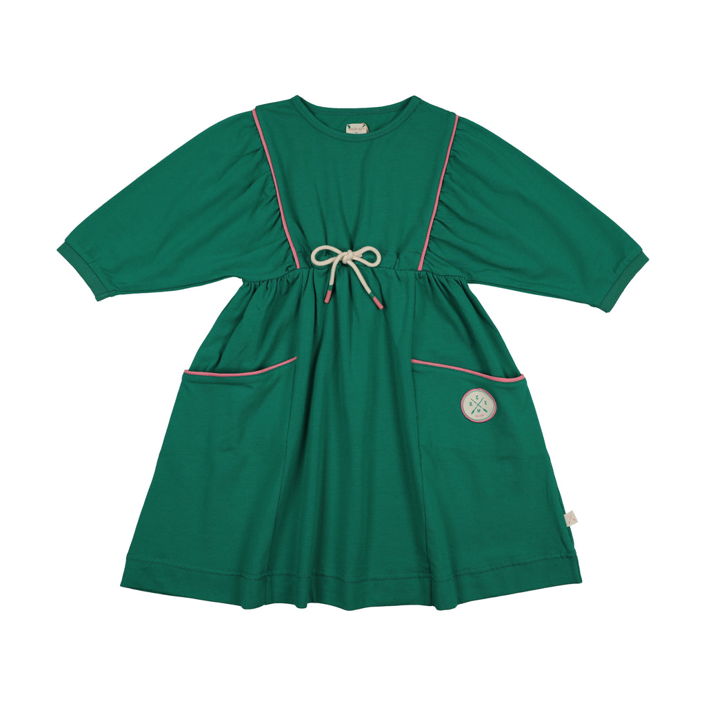 Lil Legs Boating Crew Dress - Electric Green (3/4 Sleeve)