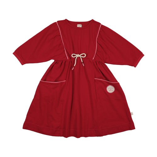 Lil Legs Boating Crew Dress - Red (3/4 Sleeve)