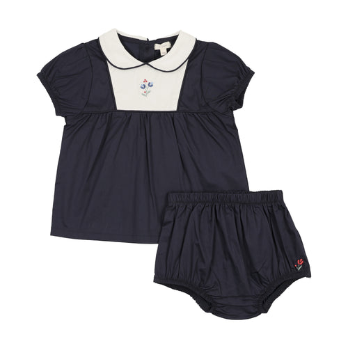 Lil Legs Bib Toddler Set - Navy