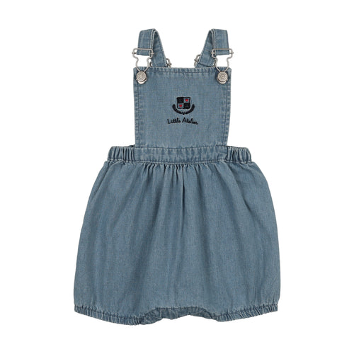 Lil Legs Denim City Girls Romper - Mid Blue Wash