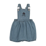 Lil Legs Denim City Girls Romper - Mid Blue Wash
