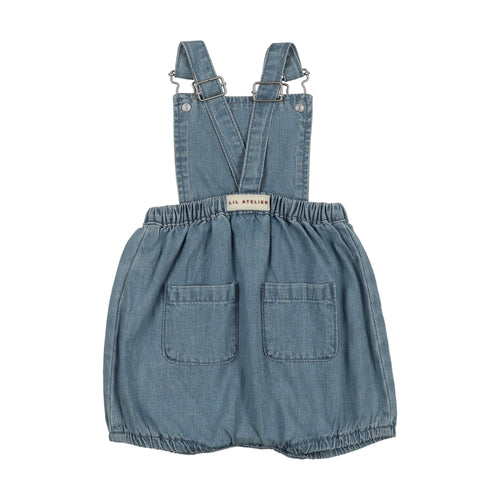 Lil Legs Denim City Girls Romper - Mid Blue Wash