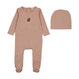 Lil Legs Embroidered Lounge Footie & Hat - Pink