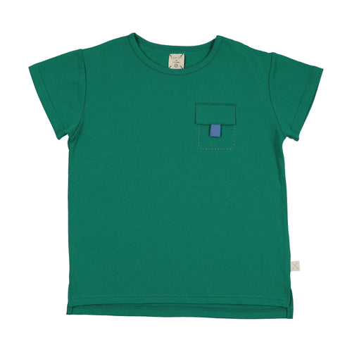 Lil Legs Boating Crew Pocket Tee - Electric Green