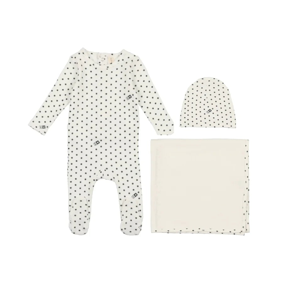 Lil Legs Ribbed Star Layette Set- White/Blue