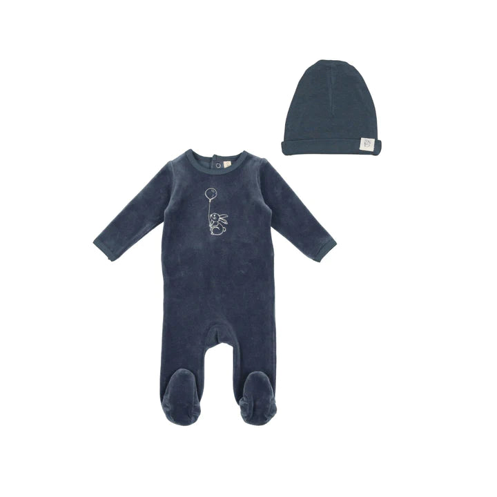 Lil' Teddies Embroidered Blue Footie main image 1