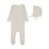 Lilette Geo Floral Printed Footie And Hat Set - Cream/Blue