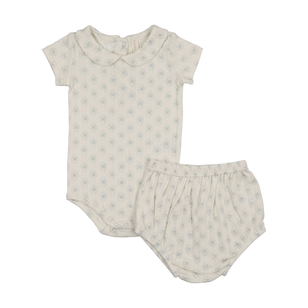 Lilette Geo Floral Two Piece Set - Cream/Blue