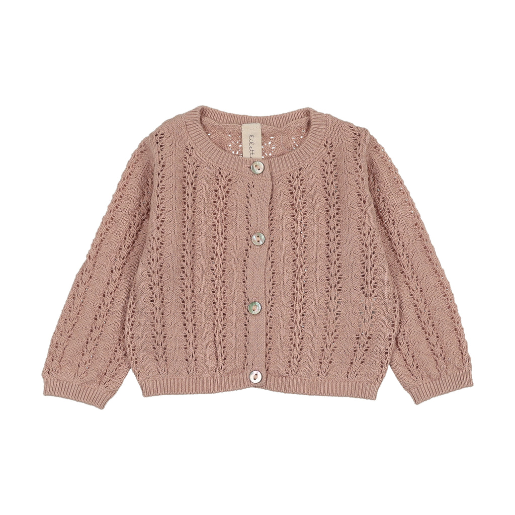 Lilette Crochet Knit Shrug And Bonnet - Dusty Pink