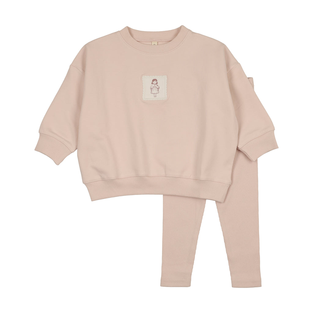 Lilette Graphic Tag Sweatshirt Set - Petal