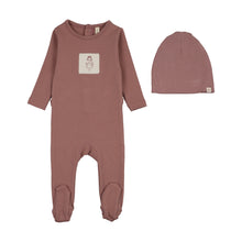 Load image into Gallery viewer, Lilette Graphic Tag Footie And Hat Set - Mauve