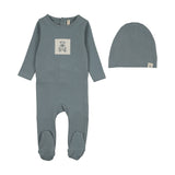 Lilette Graphic Tag Footie And Hat Set - Ocean