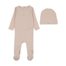 Load image into Gallery viewer, Lilette Striped Bebe Footie And Hat - Dusty Pink