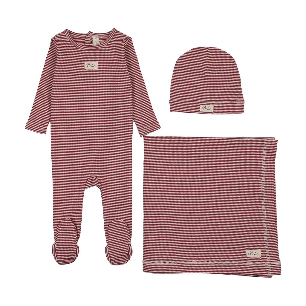 Lilette Striped Bebe Layette Set - Red
