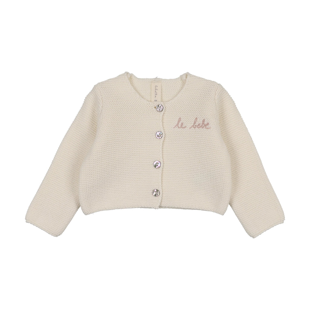 Lilette Le Bebe Knit Cardigan - Cream/Pink
