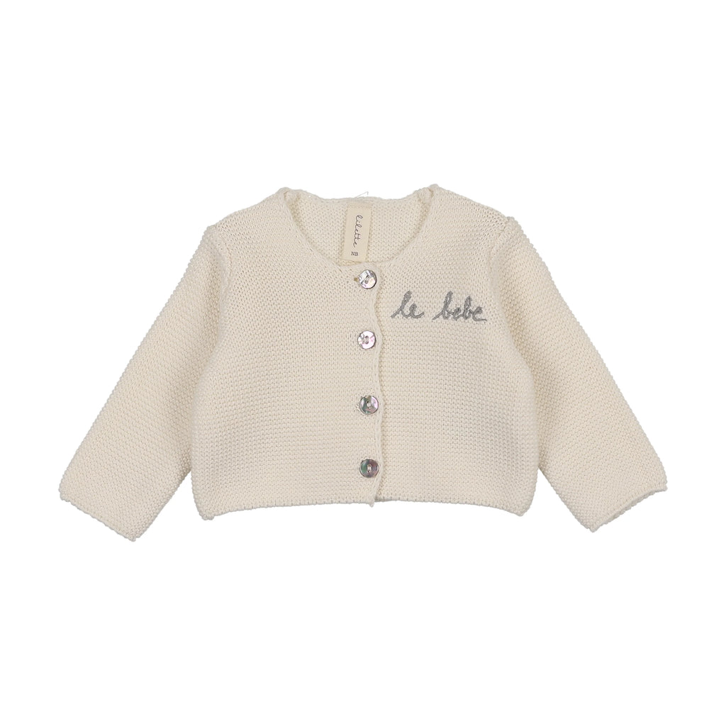 Lilette Le Bebe Knit Cardigan - Cream/Blue