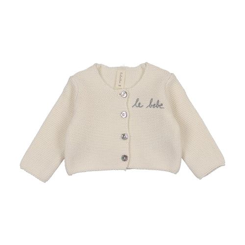 Lilette Le Bebe Knit Cardigan - Cream/Blue