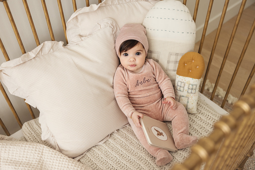Lilette Velour Bebe Layette Set - Heather Pink
