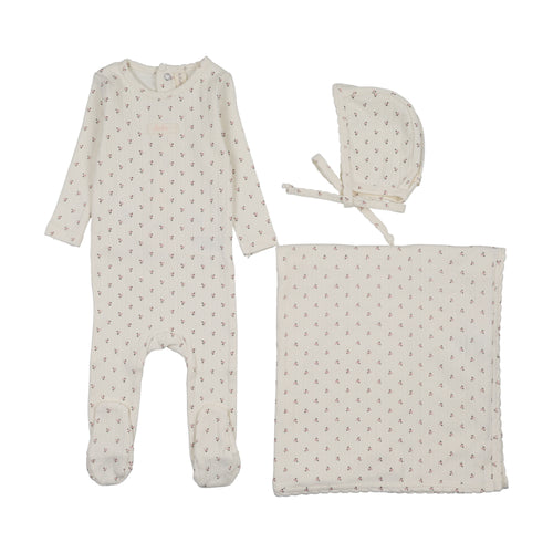 Lilette Floret Print Layette Set - Cream/Pink