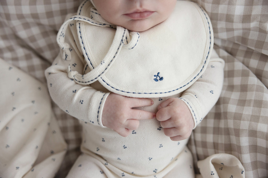 Lilette Cherry Scallop Layette Set - Cream/Blue