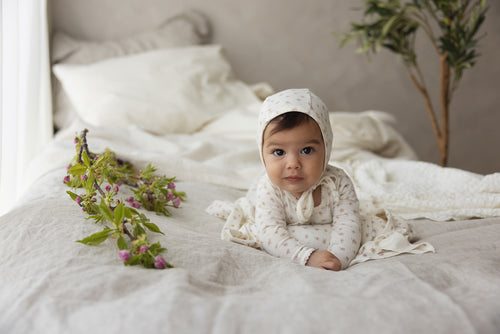 Lilette Printed Wrapover Layette Set - Cream/Pink