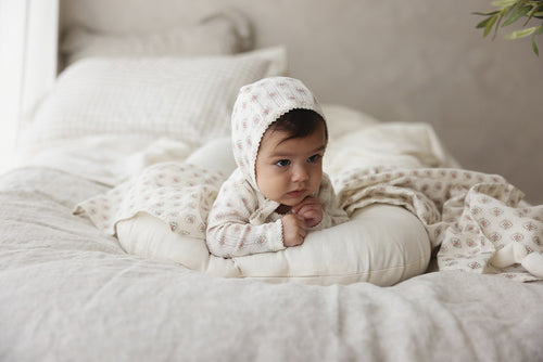 Lilette Geo Floral Printed Layette Set - Cream/Pink