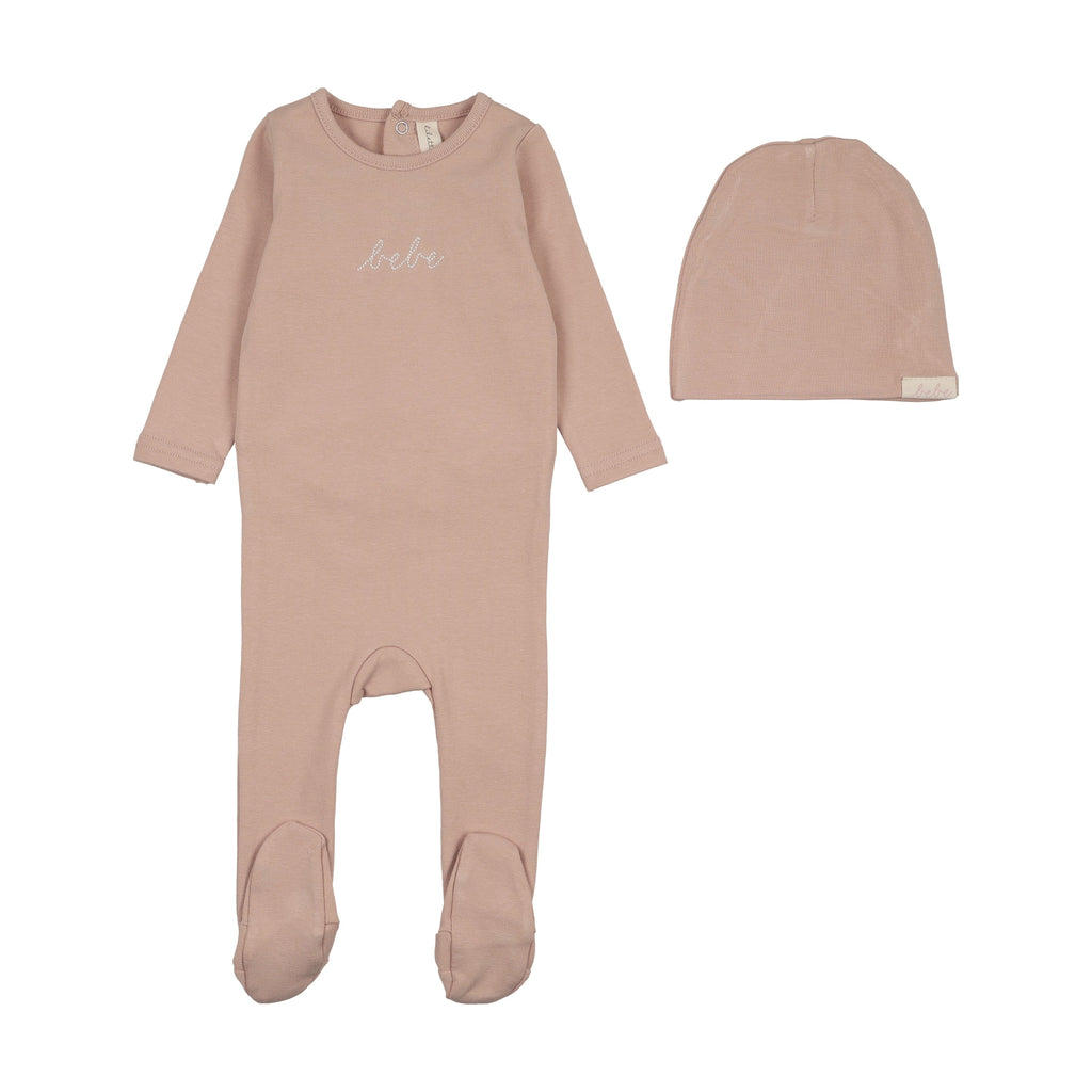 Lilette Take Me Home Bebe Footie And Hat Set - Dusty Pink