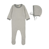 Lilette Two Tone Knit Footie And Hat - Light Blue
