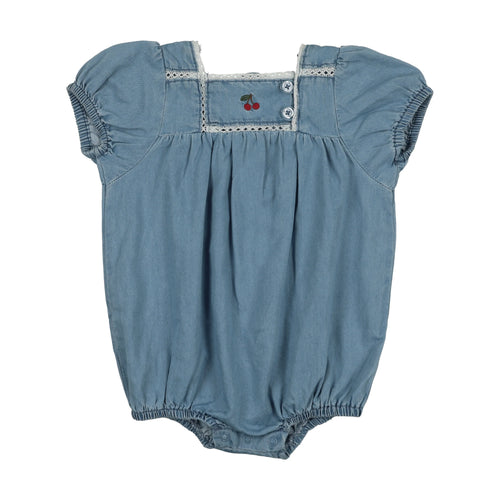 Lil Legs Denim Capsule Girls Romper - Blue Tencel