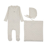 Lilette Floret Print Layette Set - Cream/Blue