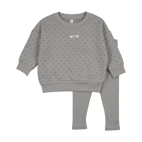 Lilette Floret Print Sweatshirt Set - Light Blue
