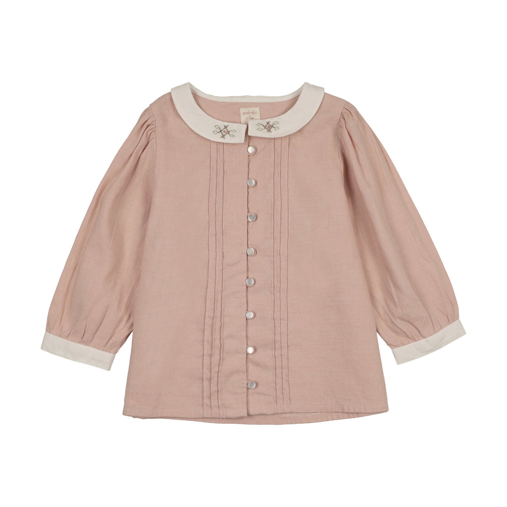Lil Legs Pintuck Collar Blouse - Bud Pink (3/4 Sleeve)