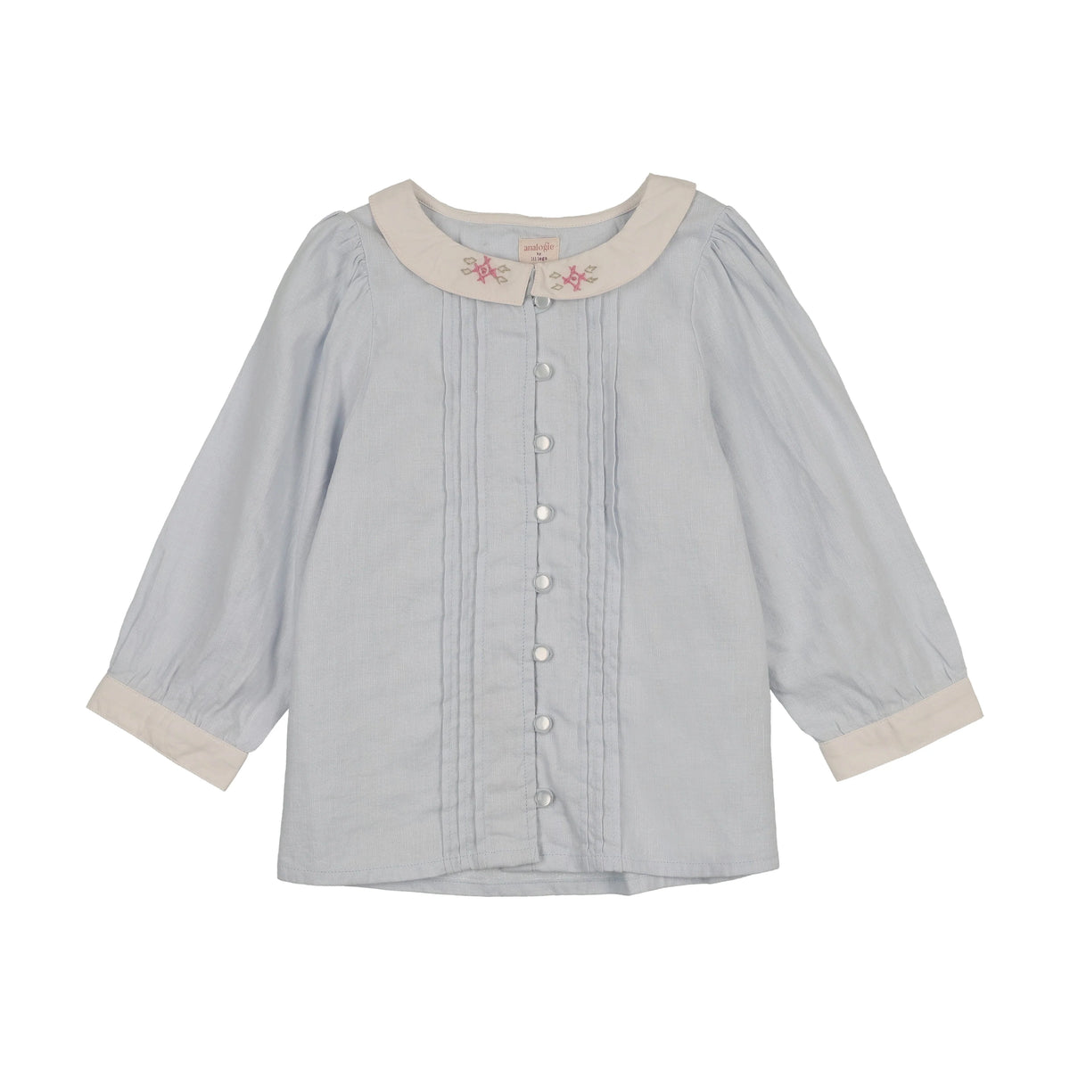 Lil Legs Pintuck Collar Blouse - Clear Blue (3/4 Sleeve) – Moonlight