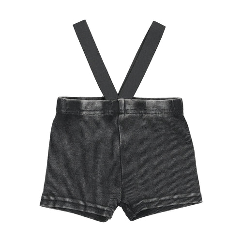Lil legs Ribbed Suspender Shorts - Black Wash