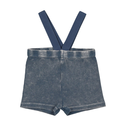 Lil legs Ribbed Suspender Shorts - Blue Wash