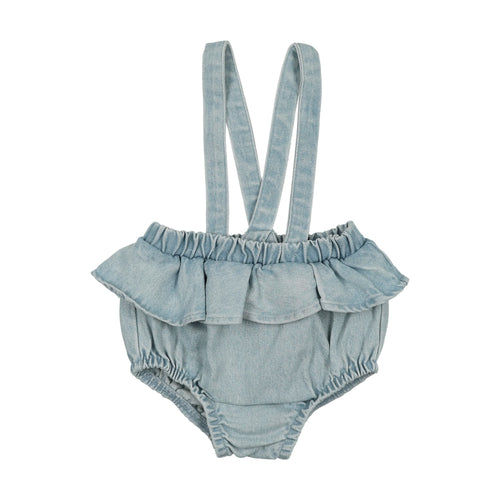 Lil Legs Denim Flutter Suspender Bloomer - Light Denim