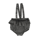 Lil Legs Denim Flutter Suspender Bloomer - Black Wash