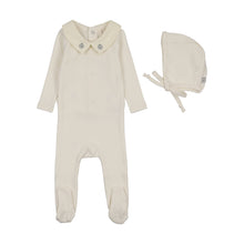 Load image into Gallery viewer, Lilette Sweetheart Collar Footie And Hat - Cream/Blue