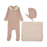 Lilette Sweetheart Collar Layette Set - Dusty Pink